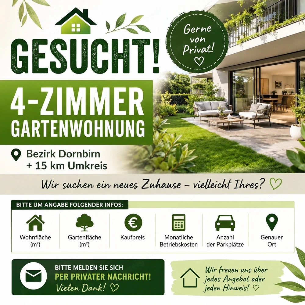wir SUCHEN eine 4 Zimmer Wohnung