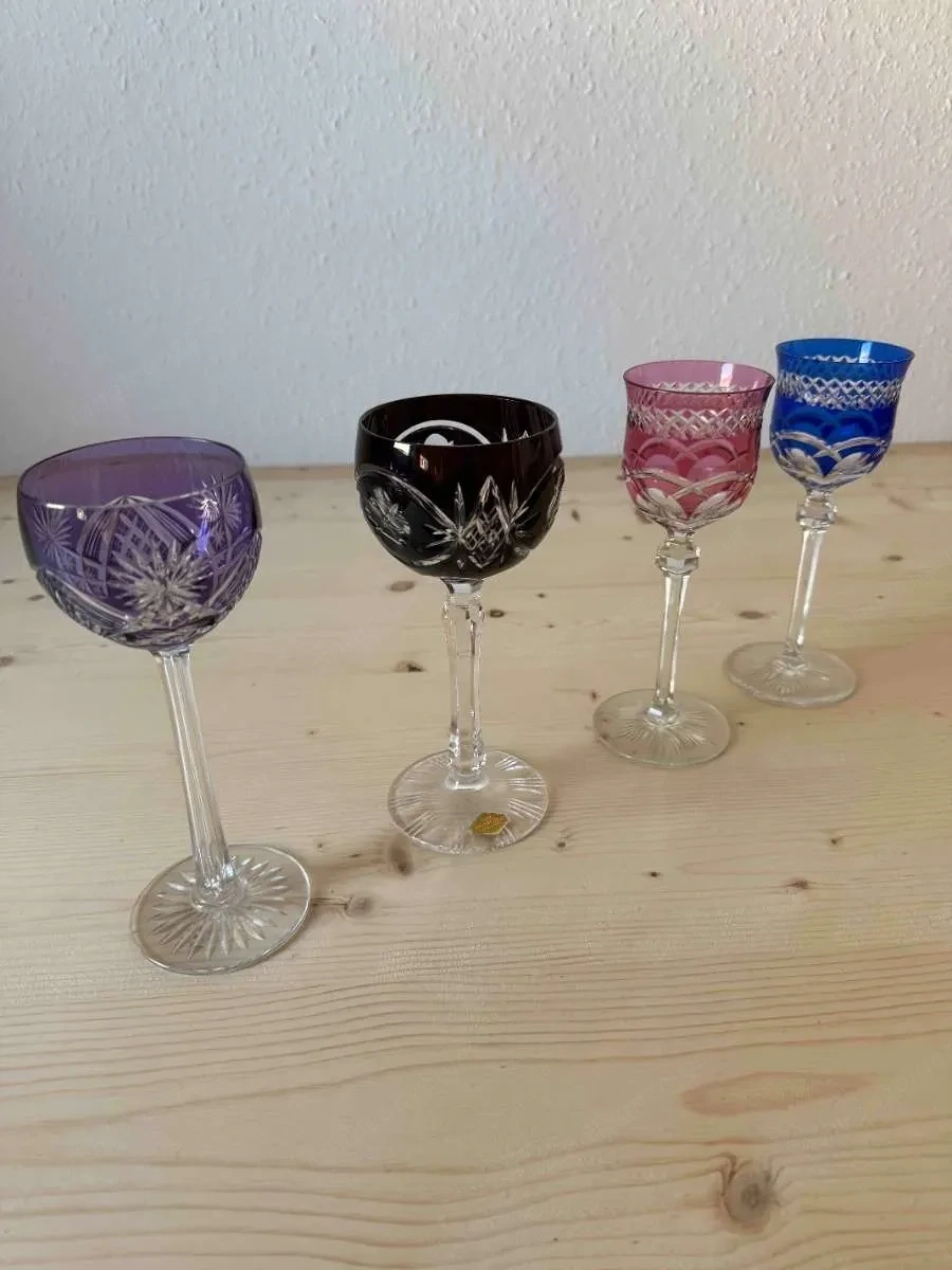 4 Stk. Kristallgläser handgeschliffen, wunderschön !