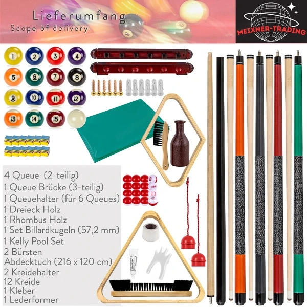Billard Zubehör Set, 16-teilig, NEU