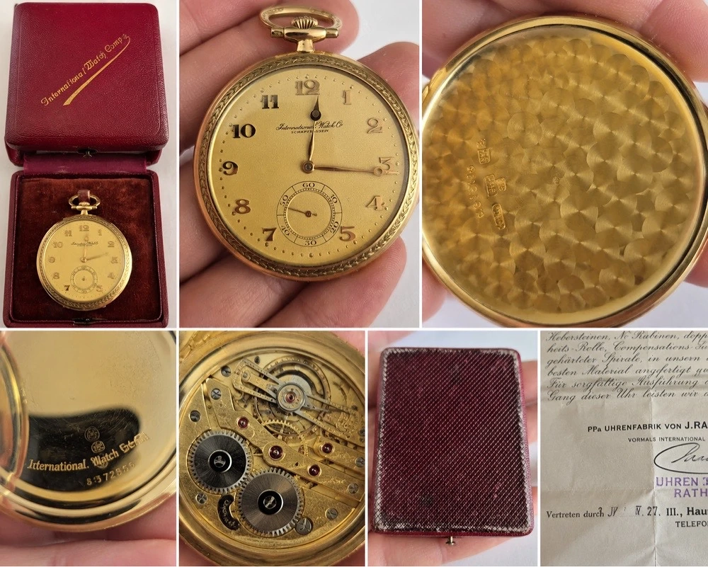 Antike International Watch Co. IWC Schaffhausen Taschenuhr Gold 585   Original Etui   Vintage Raritä