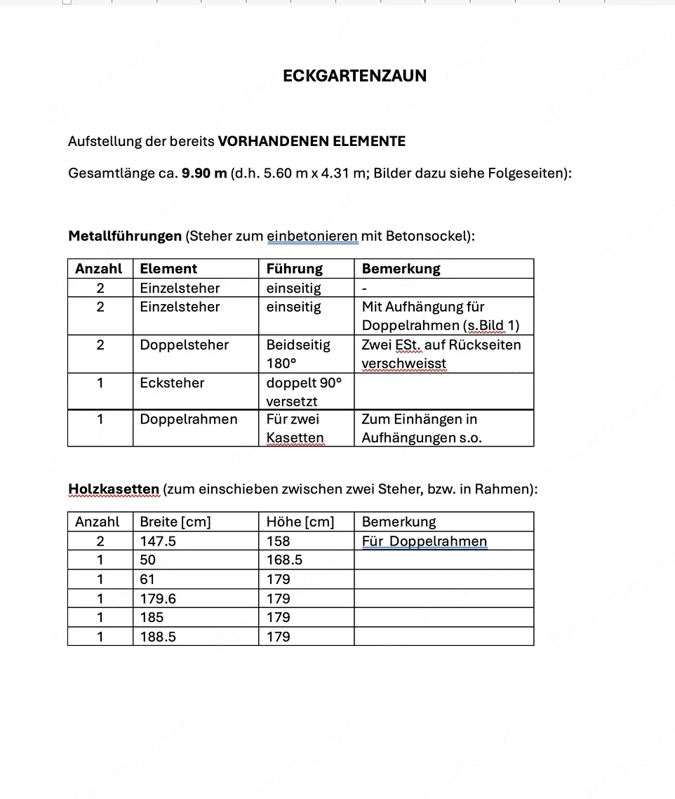 Gartenzaun Gesamtlänge 9,90m