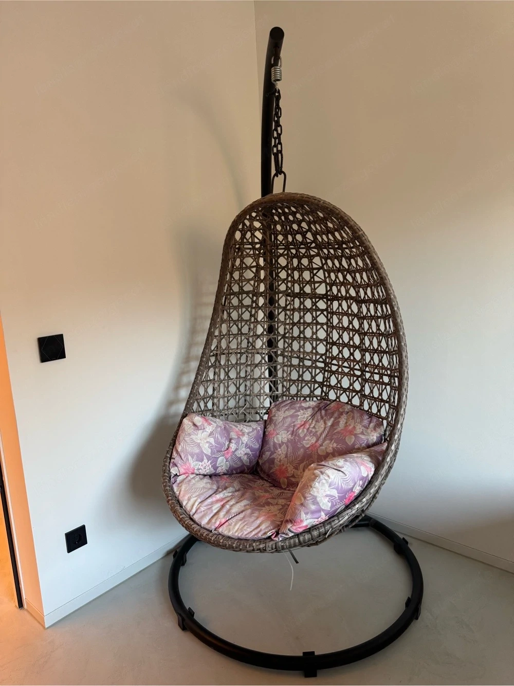Großer Rattan Hängesessel   Hängekorb mit Metallgestell   Boho   Egg Chair