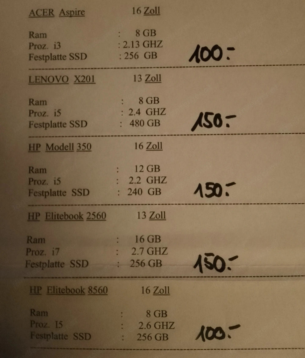 Laptops occ.,,,i3 i5 i7,,,,,Lenovo,HP,Acer,13-16 Zoll