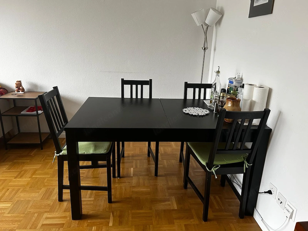 Esstisch ausziehbar, schwarz 