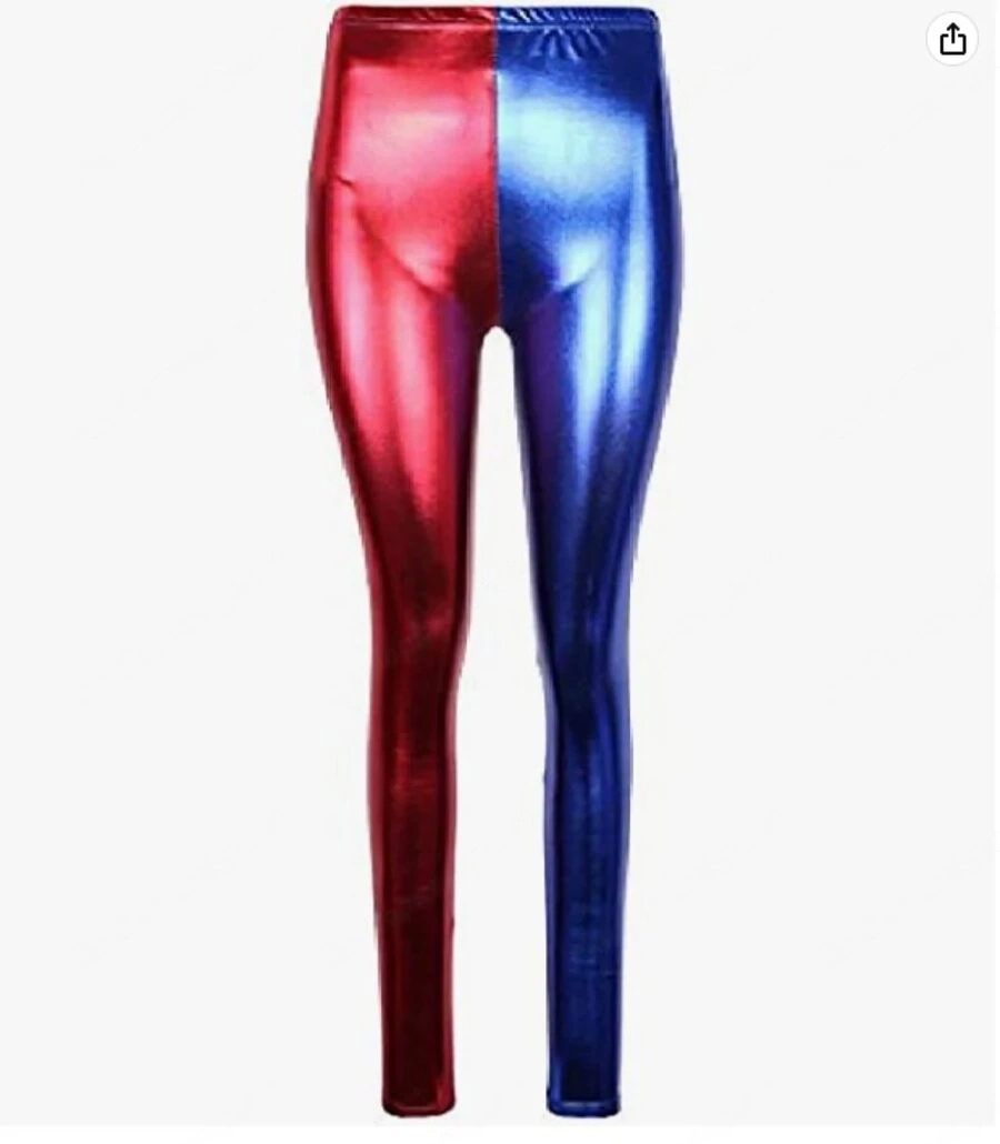 Janisramone Damen Rote und Blaue Halloween Kostüm Leggings