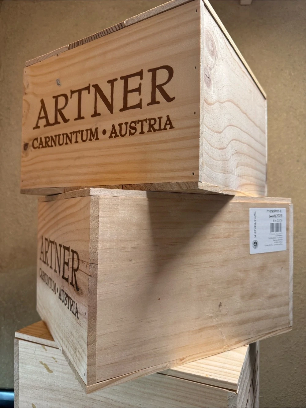 4x originale Artner Weinkisten aus Holz   Carnuntum Austria