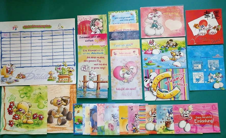 Große Diddl Sammlung - keine Doppelten - 90er Raritäten, Blockblätter, Briefpapiersets mit Kuverts..