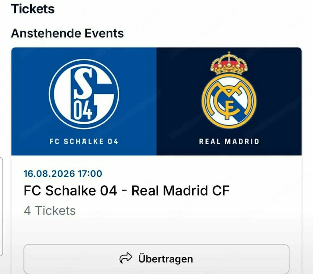   4 Tickets   Schalke vs. Real Madrid   