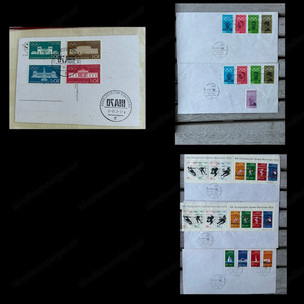 Briefmarken Olympia 1972, Deutsches Reich, DDR, Österreich