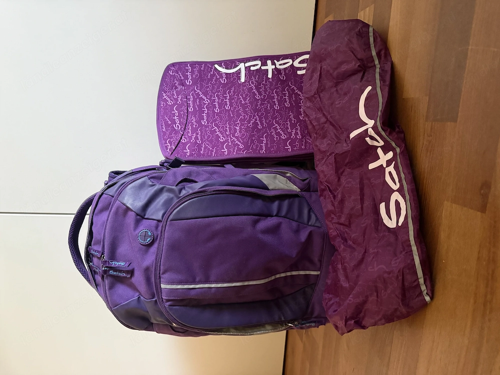 Satch Schultasche Rucksack Set Heftbox, Regenschutz