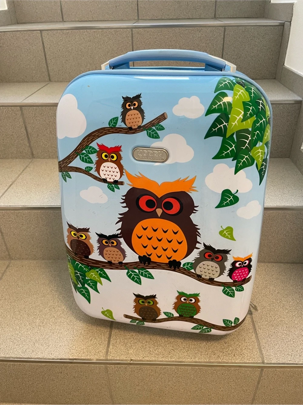 Kinderkoffer mit Eulenmotiv