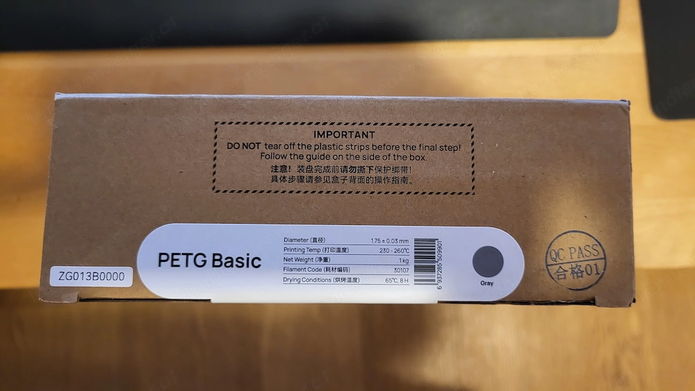 3D-Druck Filament Bambulab PETG Basic "grey" Refill