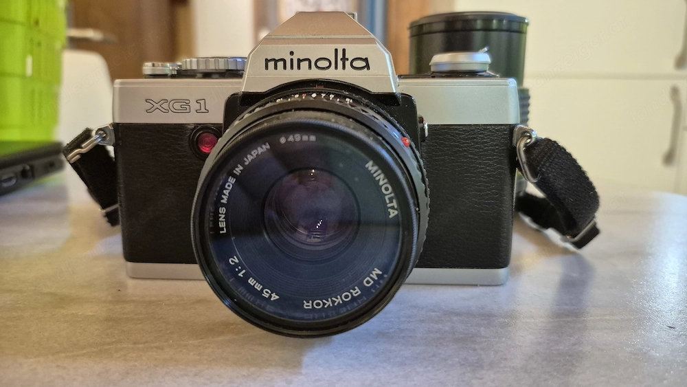 Minolta XG1 Spiegelreflexkamera funktionsbereit mit Zubehör