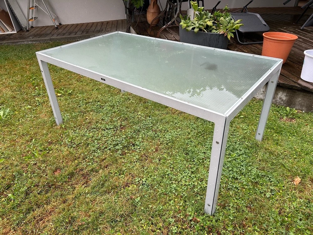 Tischgarnitur Alu Glastisch mit 4 Stühlen für Terrasse Garten Outdoor