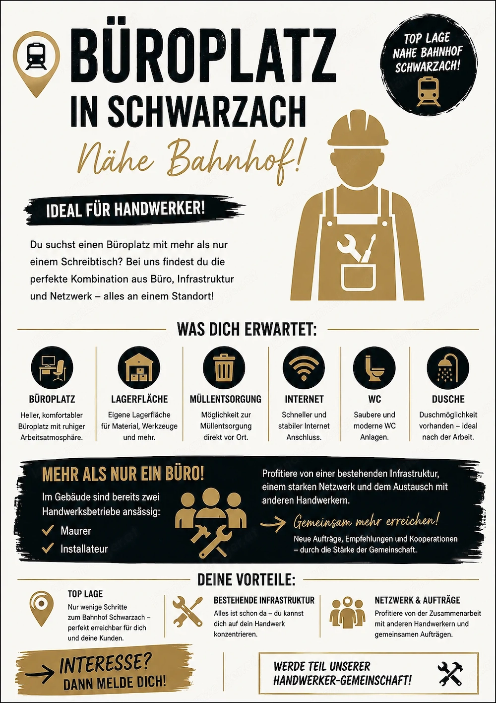 Büro und Lagerfläche in Schwarzach für Handwerker