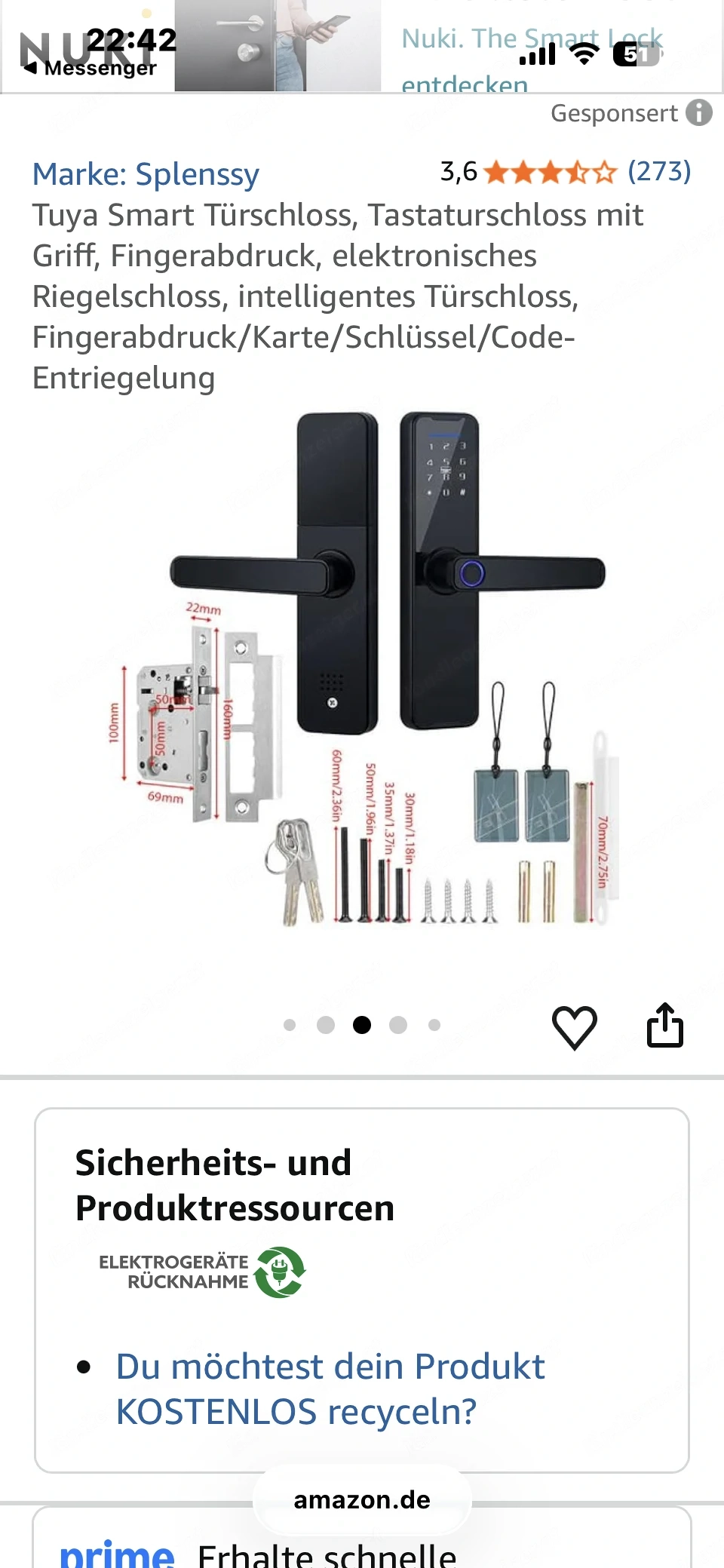 Tuya elektrisches tührschloss