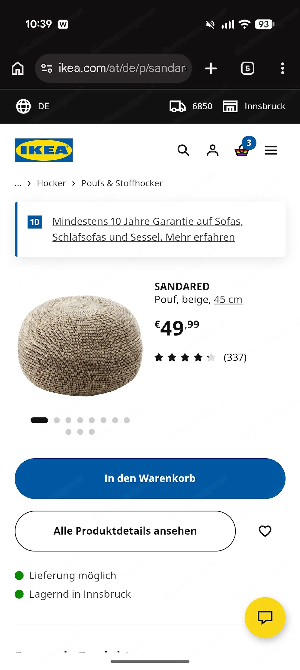 Sitzkissen Ikea beige