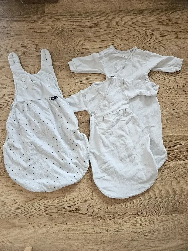 Mitwachsendee Alvi Baby-Mäxchen 3-teiliges Schlafsack-Set, Gr. 50 56 & 62 68   Weiß mit Sternen