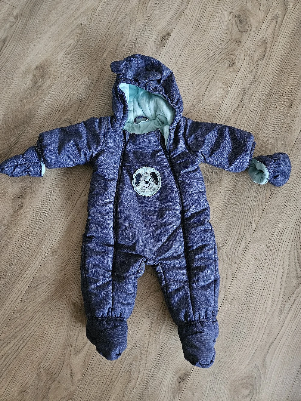 Ergee Baby Skianzug   Schneeanzug   Winteroverall Gr. 68 (4-6 Monate)   Blau mit süßem Hund