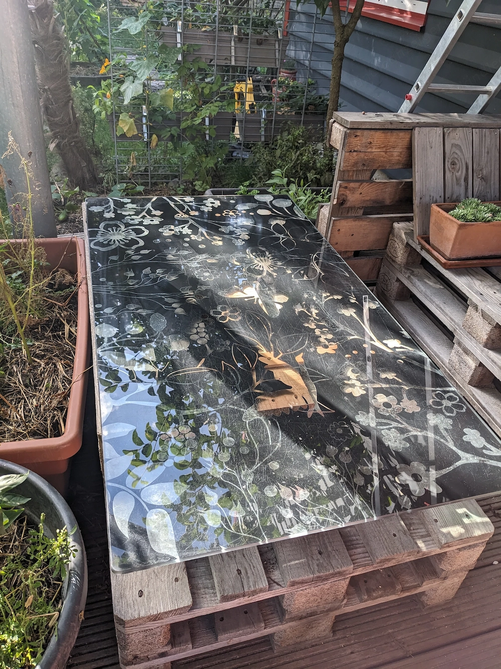 Glasplatte für Tisch oder ganzer Palettentisch