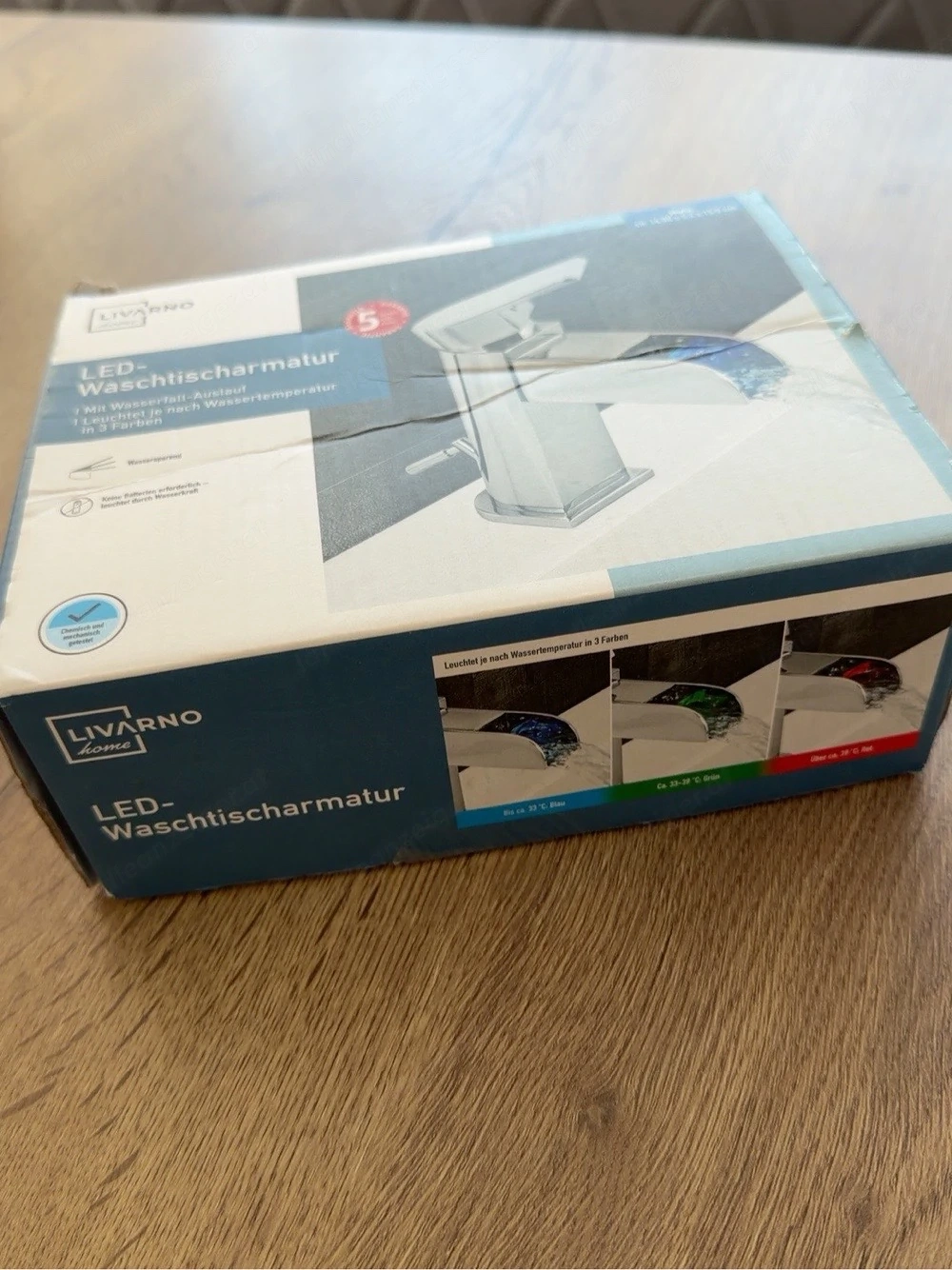 Livarno Home LED-Waschtischarmatur mit Wasserfall-Auslauf - neu