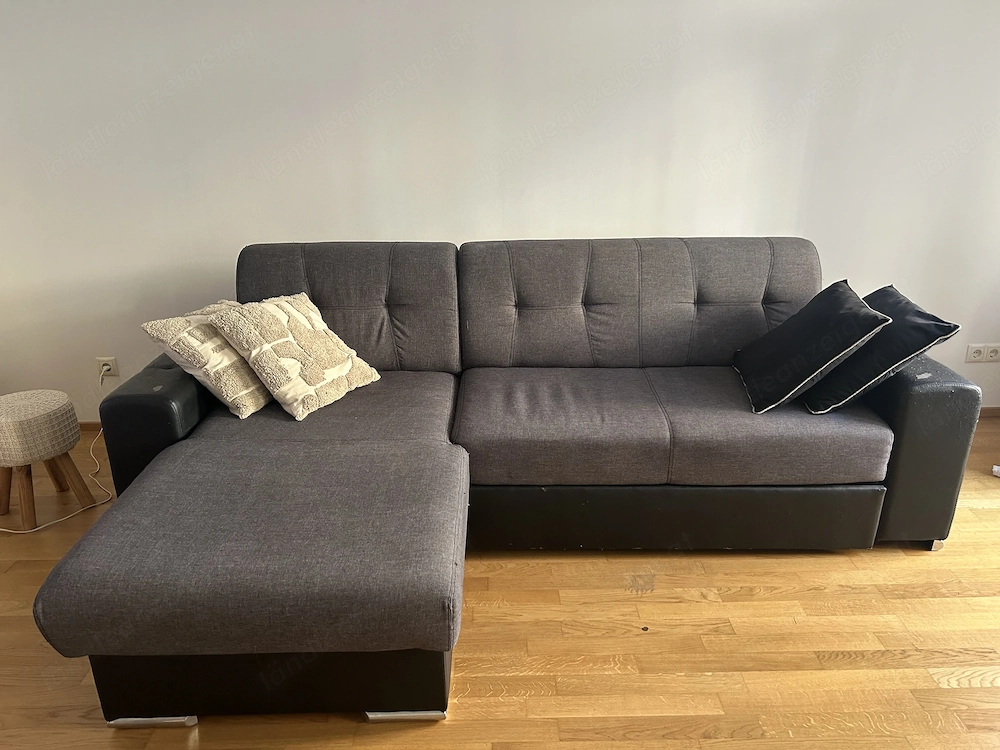 Schlafsofa Ecksofa in Grau-Schwarz