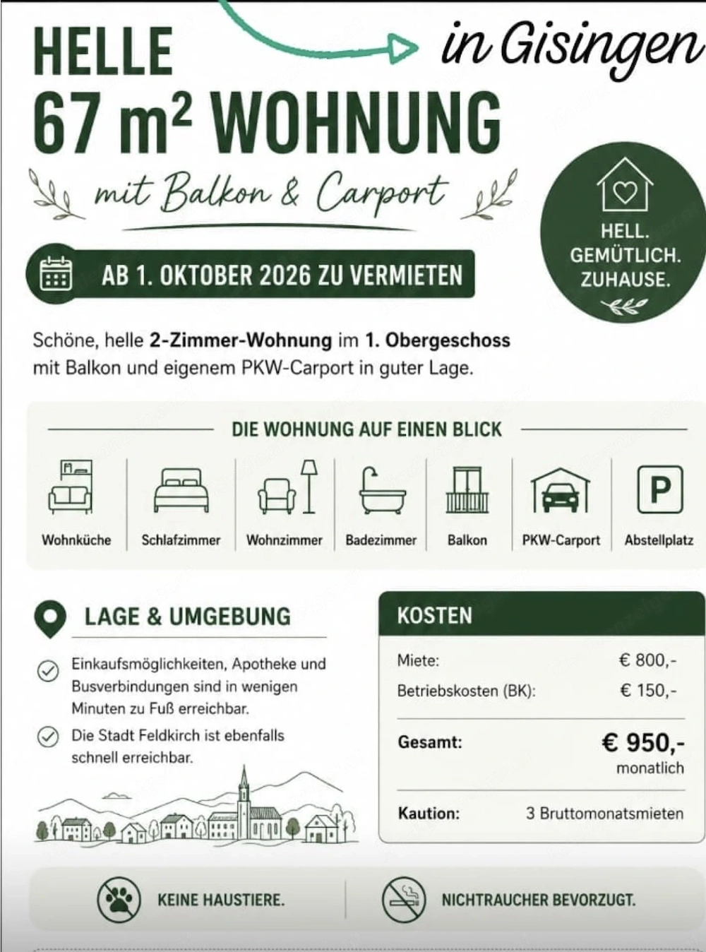 Wohnung zu vermieten in Gisingen 