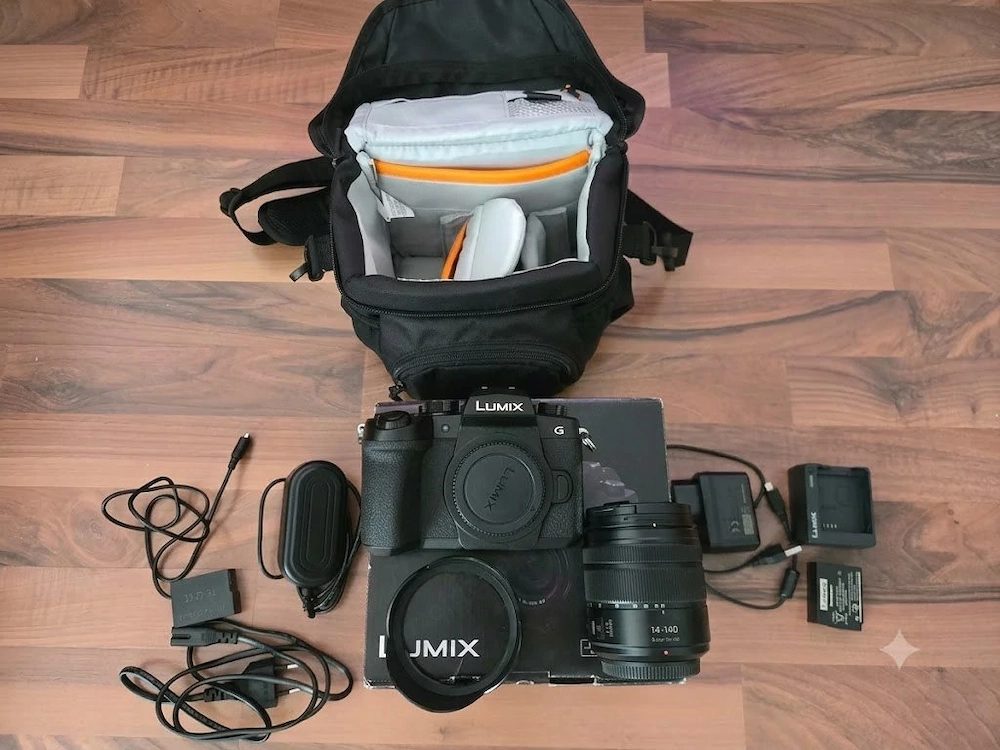 Panasonic Lumix DC G91H Kamera mit Objektiv und Zubehör