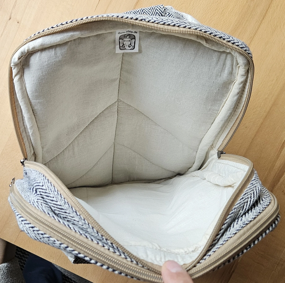Himalayan Hemp Hanf-Rucksack   Tasche mit vielen Fächern (NEPAL)