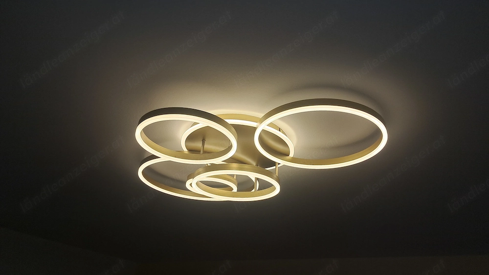 Deckenlampe Halo Modern 6, Gold mit Fernbedienung 2700-6500K, 39W