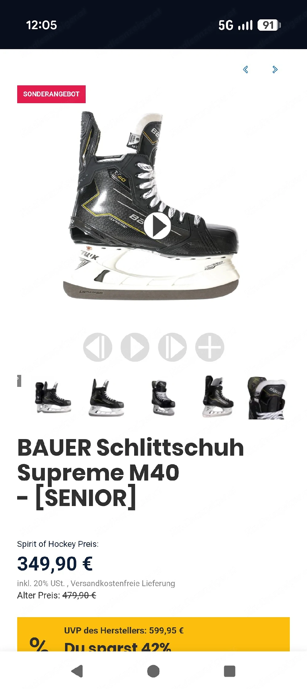 Bauer Supreme M40 Senior Schlittschuh