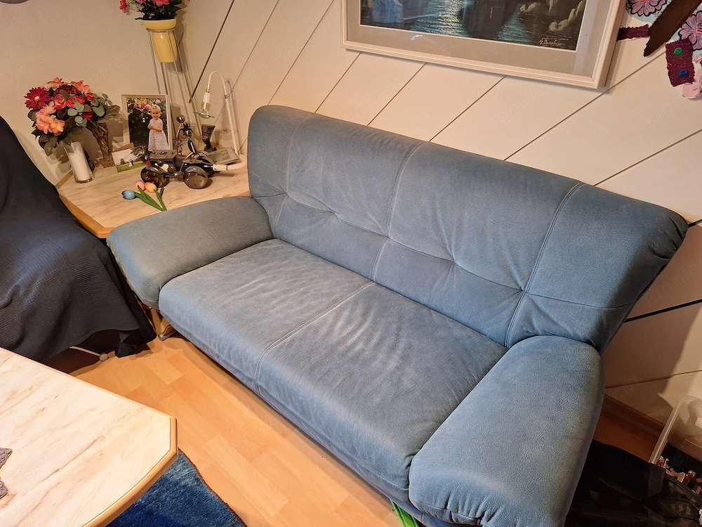 Ledercouch blau Echtleder