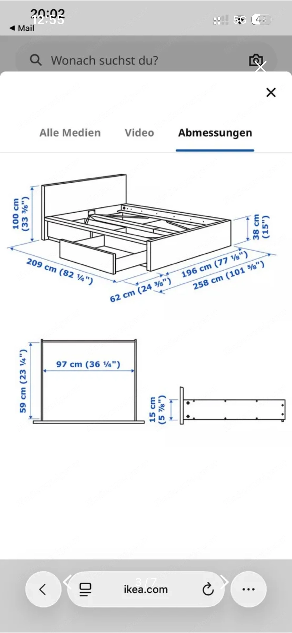 Ikea MALM-Bett weiss inkl. Matratze 180x200cm