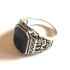 Stilvoller Ring in Metall, Schwarz Silber, Größe 68 (21,6 mm  ) zeitloses Siegel-Design.