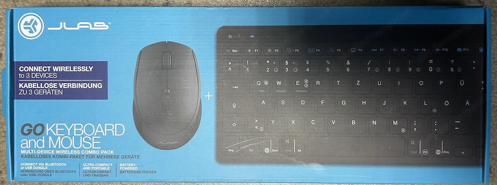 JLab Go Bundle Tastatur Maus Set Kabellos - Bluetooth 2,4 GHz Funk