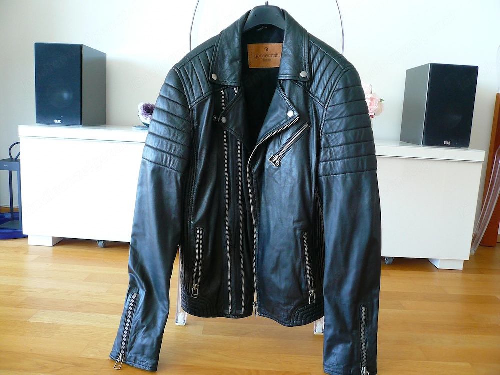 Original Goosecraft Bikerjacke Leder schwarz, Herren Gr. M