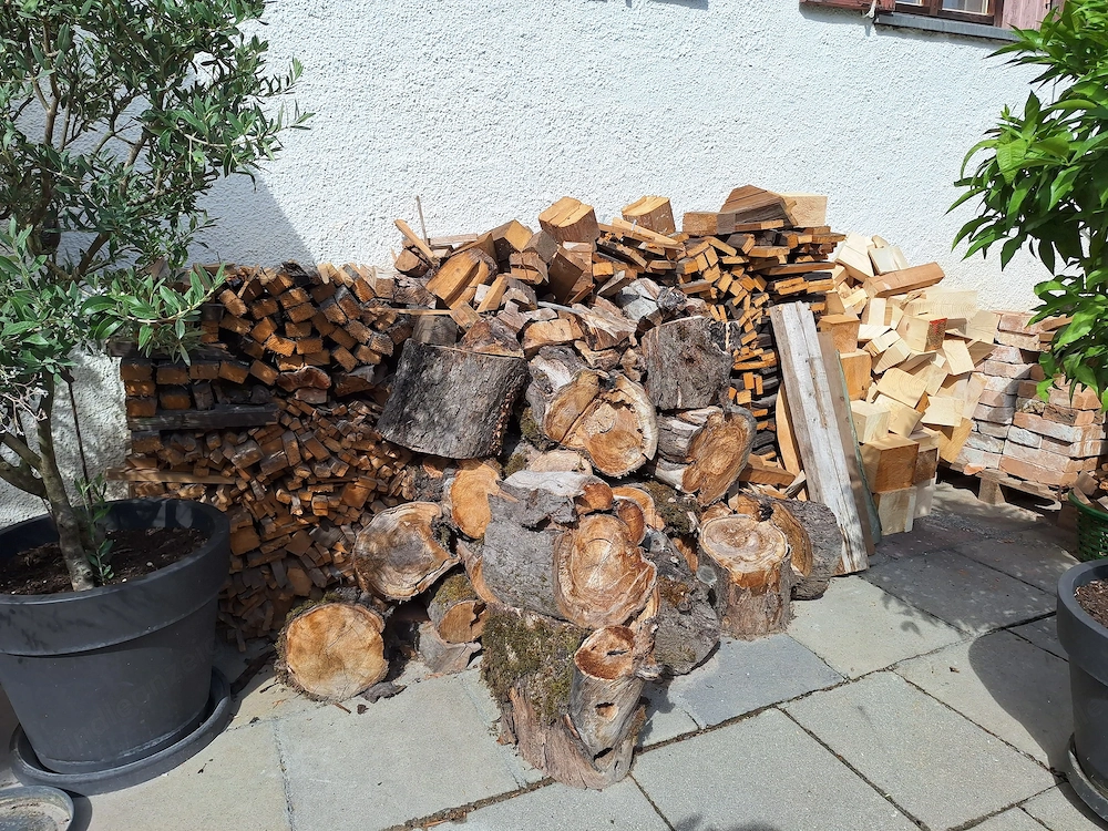 Brennholz teilweise mit Nägeln