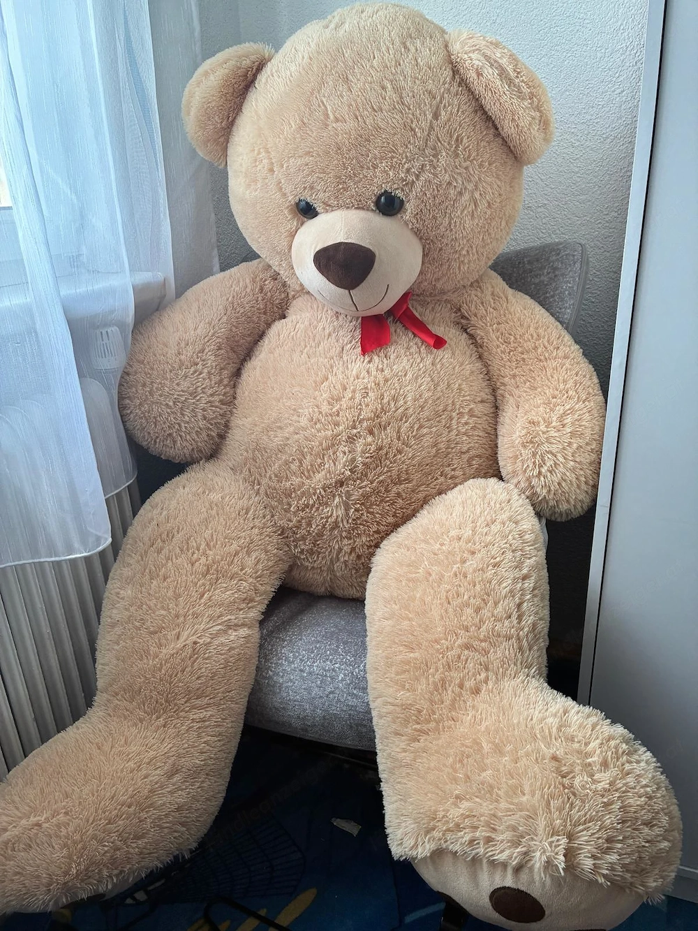 XXL Teddybär Billy mit Schleife 150 cm braun