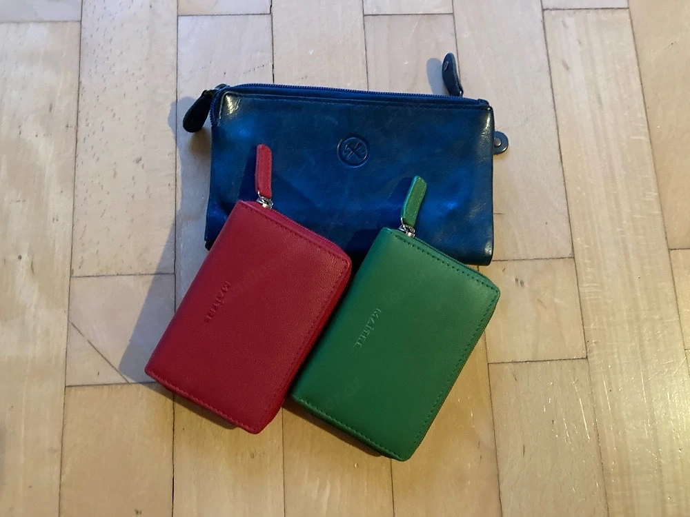 Ledersachen: 1 Portemonnaie + 2 Kartenetuis