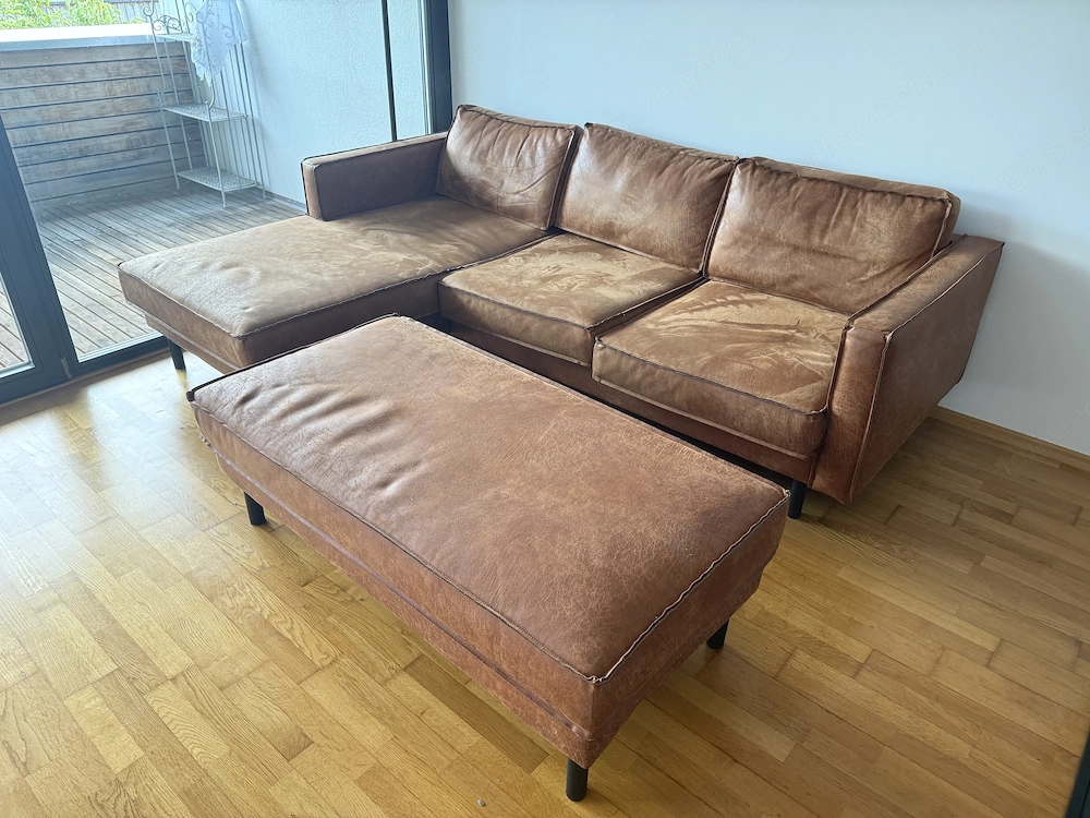 Eckcouch braun inkl. Hocker