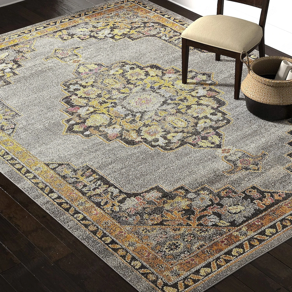 Großer Teppich Movian Arda 358x267 cm Orient-Vintage grau gold