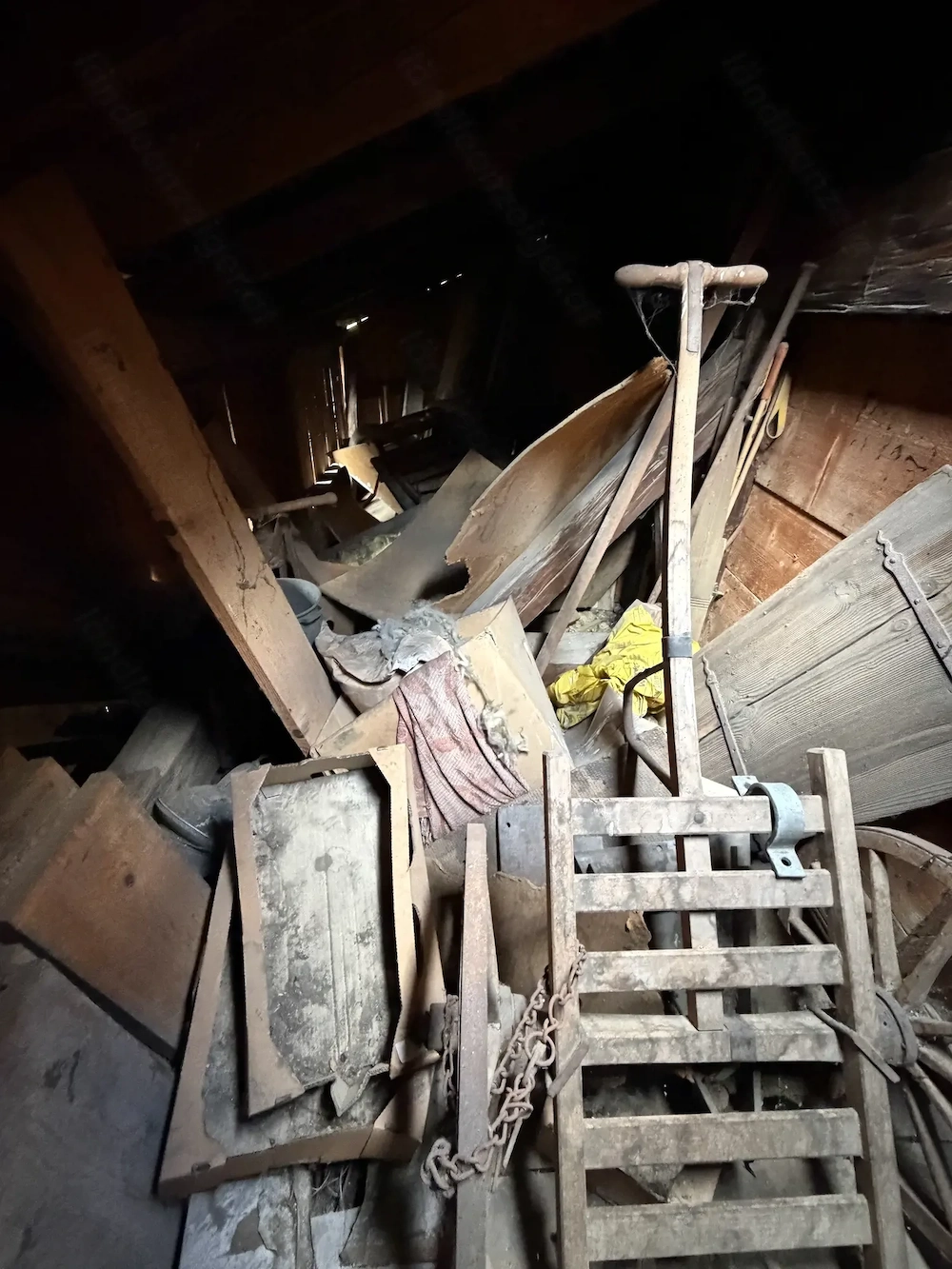 Antike Holz-Sackkarre   Handkarren & Scheunenfund-Konvolut   Rustikale Almhütten- & Gartendeko