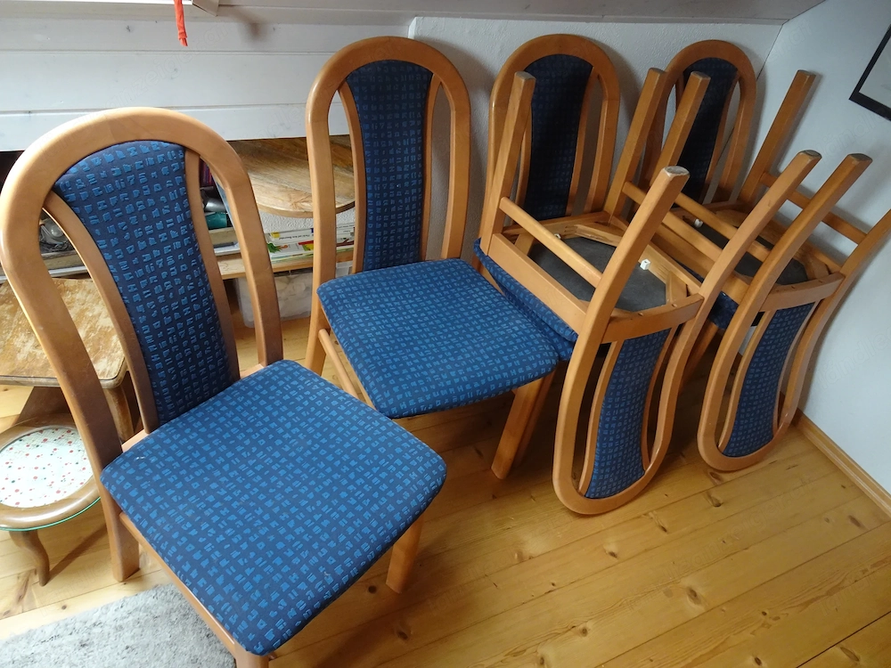 Stuhl 6 Stück vom Tischler neu bezogen für Küche echt Holz