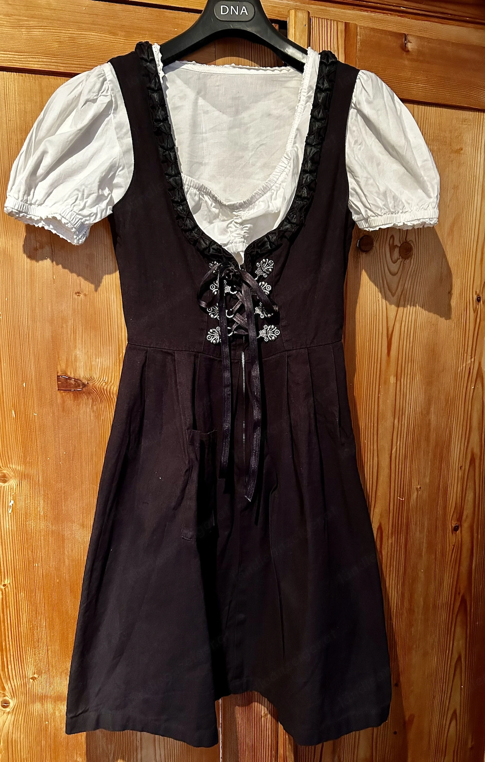 Dirndl ohne Schürze, mit Bluse, schwarz, Größe 36