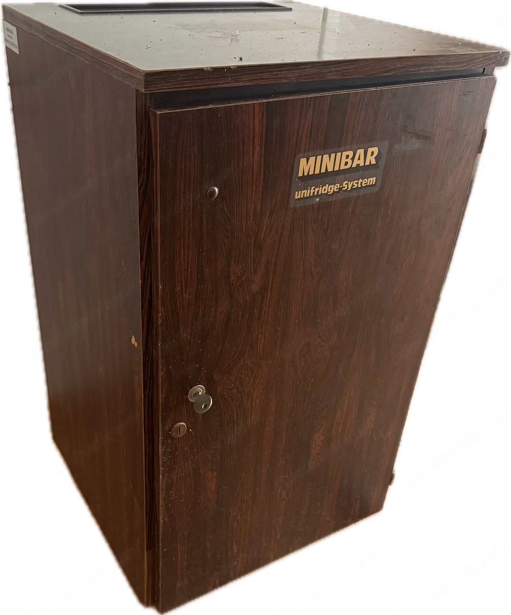 Minibar, Frigobar, Vintage, braun, auf Rollen