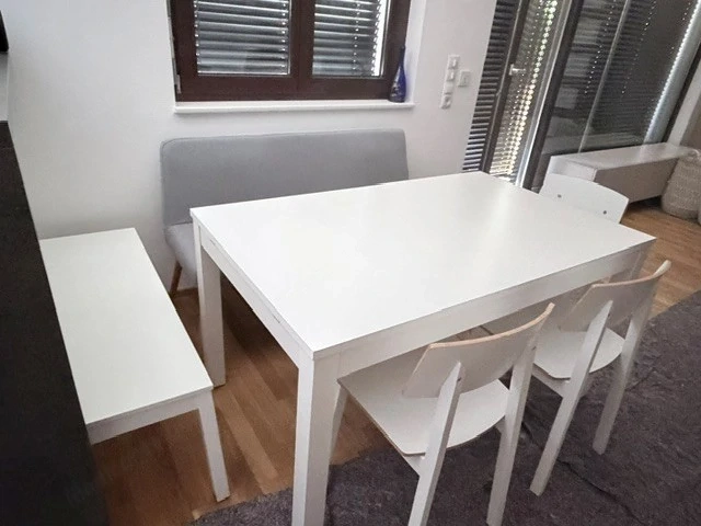 Esszimmergarnitur Tisch ausziehbar m. 2 Bänken u. 3 Stühlen