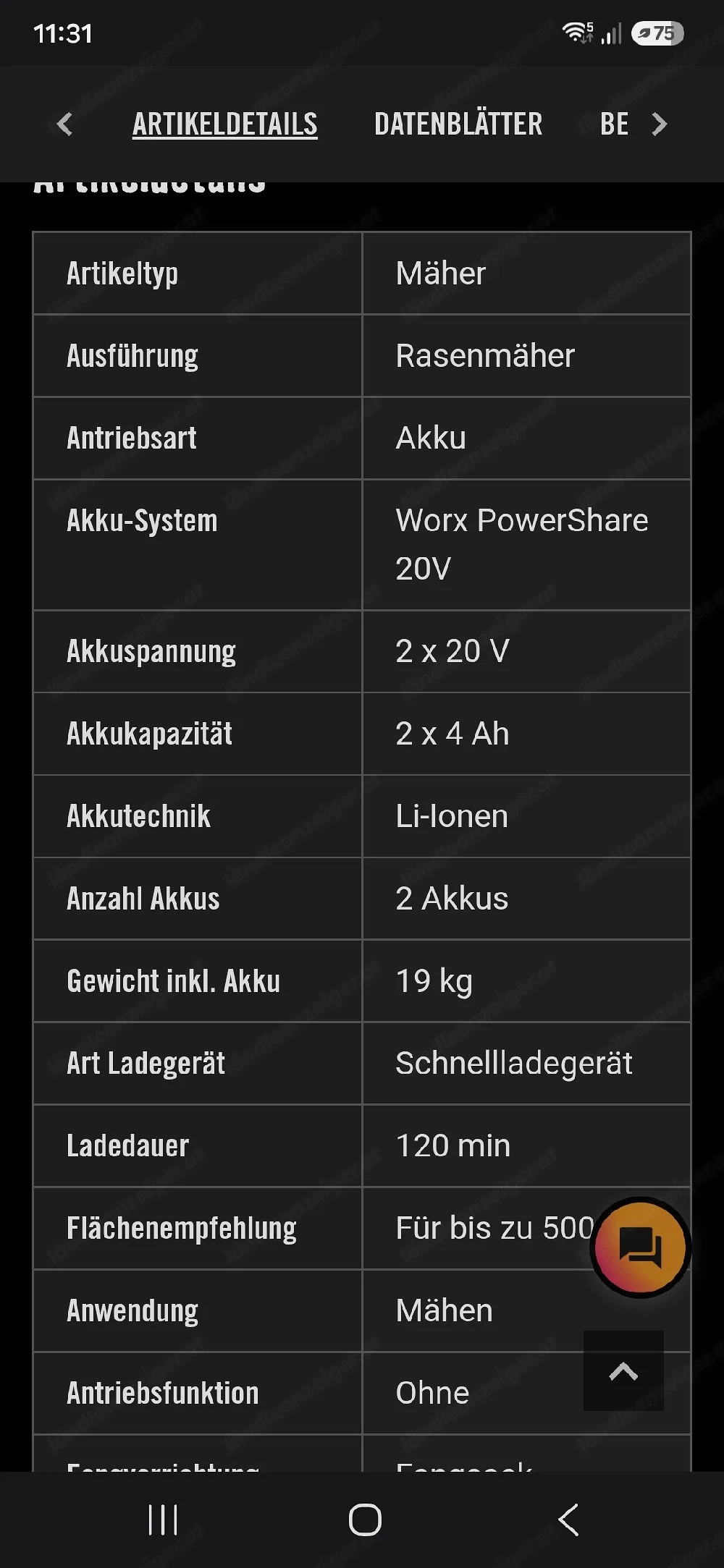 Akku Rasenmäher