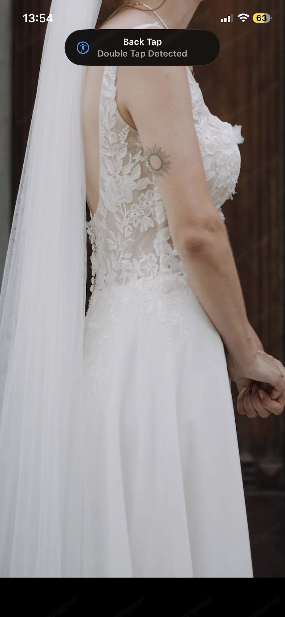 Brautkleid mit Spitze und Chiffon Gr 34-38