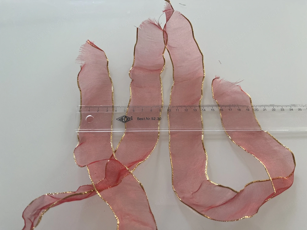 Edles Organzaband Rot mit Goldkante (2 Stück: 40 cm & 85 cm)