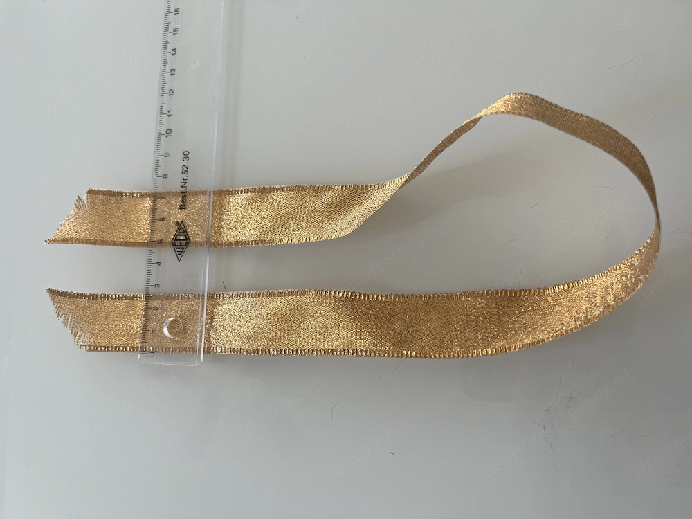 Goldenes Geschenkband Dekoband Lurexband 2,5 cm breit   50 cm lang